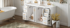 English Elm 60'' Modern Bathroom Vanity Set With Ceramic Sink, Solid Wood Frame, Soft-Close Drawers & Doors N710SS00001K