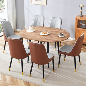 English Elm Table Modern Extendable Wood Mdf Dining Set With 6 Pu Chairs - Perfect For Any Gathering Space! W1151S03939-GIGA