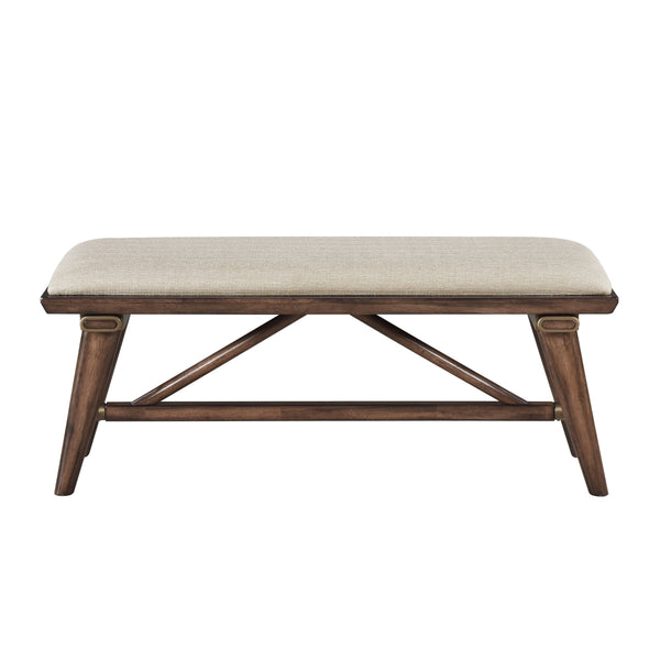 English Elm Modern 47.5" Bench Upholstered Fabric Seat with Brown Wooden Frame for Dining Kitchen Seating B011P196940