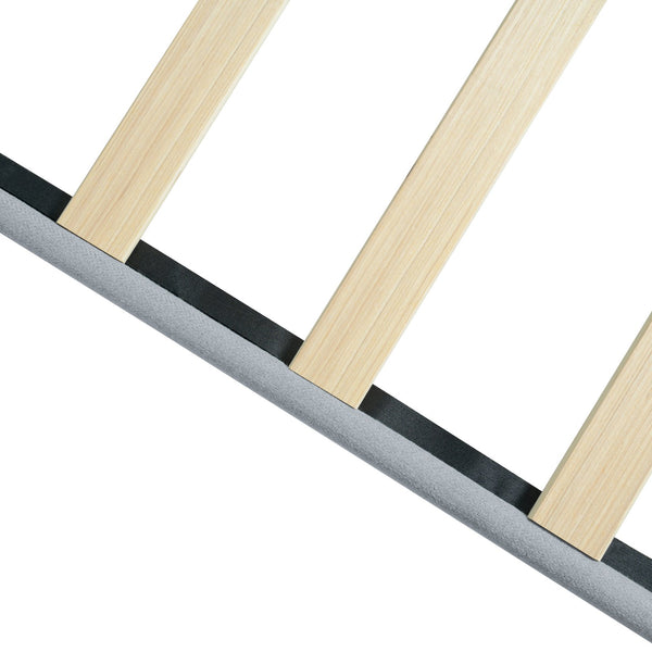 English Elm Queen Upholstered Platform Bed Frame with Button Tufted Linen Headboard, No Box Spring, 600LB Limit, Grey W311P197752