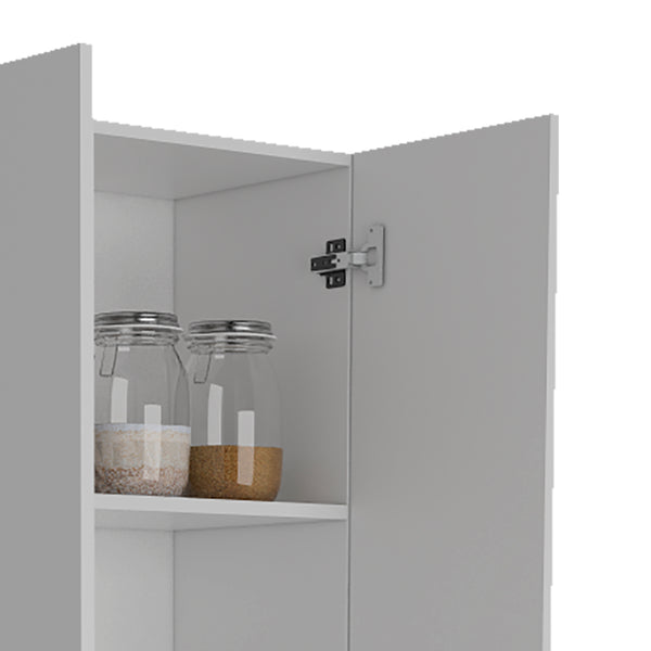 English Elm Pensacola, White Double Door Pantry Cabinet 78" High with Five 14.5" Shelves, Particle Board Storage B128S00142