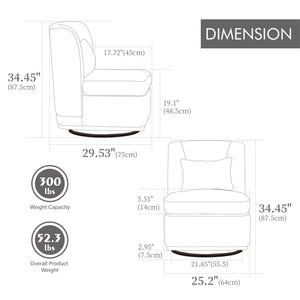 English Elm 25.2 Wide Modern Chenille Cushioned Armless Swivel Accent Chair with Pillow, Metal Base, Pocket Spring Comfort Pale Green W3118P253948