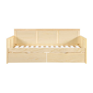 English Elm Daybed Solid Pine Wood Frame Transitional Sofa Sleeper for Studios and Guest Rooms B011S02450