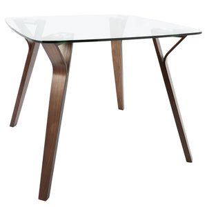 English Elm Folia Mid-Century Dinette Table with Rounded Square Top and Splayed Tapered Legs for Four Clear B202P223344