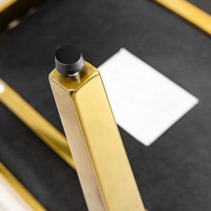 English Elm Dining gold stainless steel set of 2 chairs with white velvet upholstery, minimalist modern dining luxe 92 W2723P304377