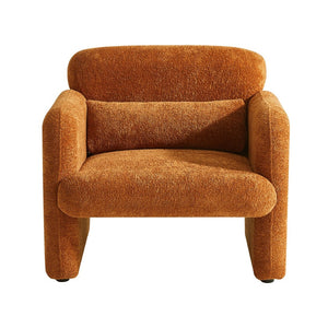 English Elm Best-selling Boucle Cloud Chair Curved Plush Upholstered Armchair with Lumbar Pillow Included Orange W1765P334055