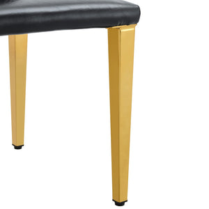 English Elm Table and Chair Set Extendable Round Mdf Top Gold Legs Four Pu Dining Seats Black,White+Gold W1151S04830