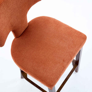 English Elm Mid Century Modern Counter Height Bar Stools Set of 2 with Curved Copper-Stud Back, Foam Spring Cushion, Walnut Legs and Adjustable Balance Studs Orange W1143P296349