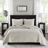 Madison Park Harper Glam/Luxury 3 Piece Velvet Quilt Set MP13-3301 Ivory