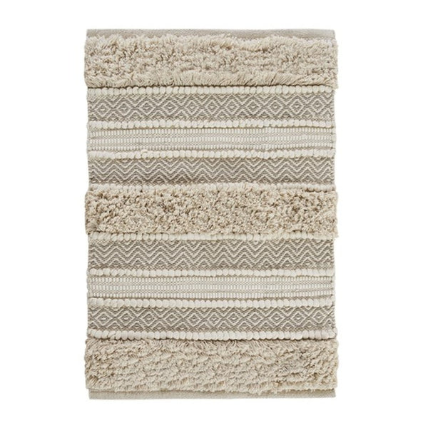 English Elm Woven Textured Stripe Bath Rug 22X58" - Artisan Boho Comfort, Non-Skid Backing, Easy Care Design B035129317-GIGA