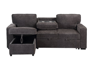English Elm TERRITORY Reversible Pull-Out Sofa Bed with Plush Cushioning, Flip-Down Cup Holders & Sturdy Frame Dark Gray 50.39 L x 33.86 W x 25.98 H B201S00121