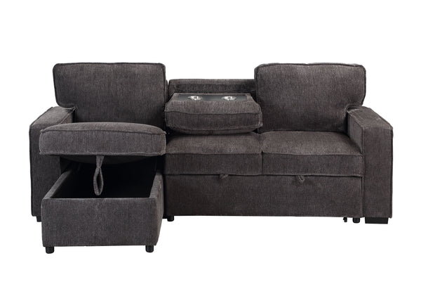 English Elm TERRITORY Reversible Pull-Out Sofa Bed with Plush Cushioning, Flip-Down Cup Holders & Sturdy Frame Dark Gray 50.39 L x 33.86 W x 25.98 H B201S00121