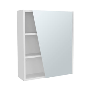 English Elm Quintana Mirror Medicine Cabinet Wall-Mounted with 1 Door & 4 Open Shelves, Kronos White, Space-Saving B200P335368