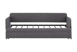 English Elm Daybed, Grey Metal Framed Sofa Bed with Twin Trundle, Durable Iron Frame, 6"-8" Mattress Fit, 78.4" W1162P214581