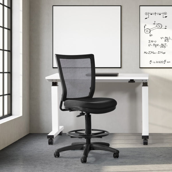 OSP Home Furnishings Soft Frame Drafting Chair with Mesh Back Padded Seat and Adjustable Foot Ring for Studios 69340-30