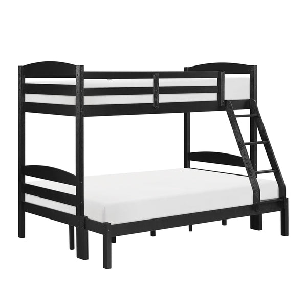 English Elm Twin Twin-over-Twin Bunk Bed with Guard Rails and Ladder, Wood-Engineered Frame, Space-Saving Dorm Style Black 81.5 L x 20.5 W x 10 H B011P362599