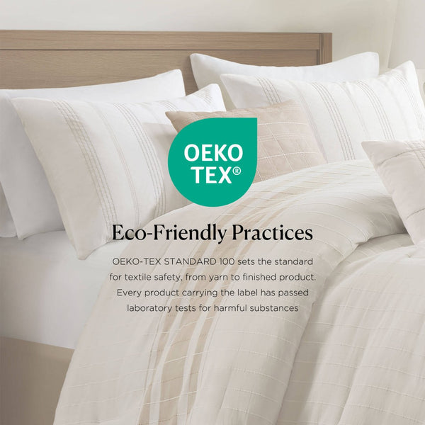 English Elm 6-piece Cotton Dobby Full Comforter Set Tropical Coastal Embroidered Pillow Accents B035P463271