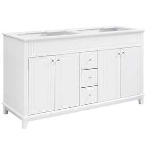 English Elm Christopher Knight Home® - 58" Bathroom Vanity Cabinet Base with Solid Wood Legs, 3 Drawers & 4 Soft-Close Doors, Open-Back Design, Adjustable Anti-Tip Feet, White Finish N759P351759K