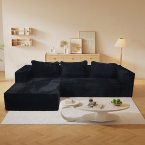 English Elm Cloud Plush Corduroy Sectional Sofa with L-Chaise, CertiPUR-US Foam, Stain-Resistant, No Assembly W3341P329068