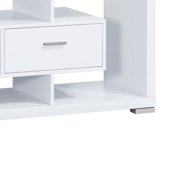 English Elm Ozawa White 2-Drawer Engineered Wood TV Stand with Open Shelves, Durable Melamine Finish, Spacious Storage for Living Room Entertainment B062P331087