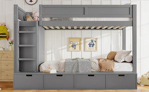 English Elm Twin Triple Bunk Bed Metal L-shaped Frame Sleeps Three Kids White Finish W1580S00474