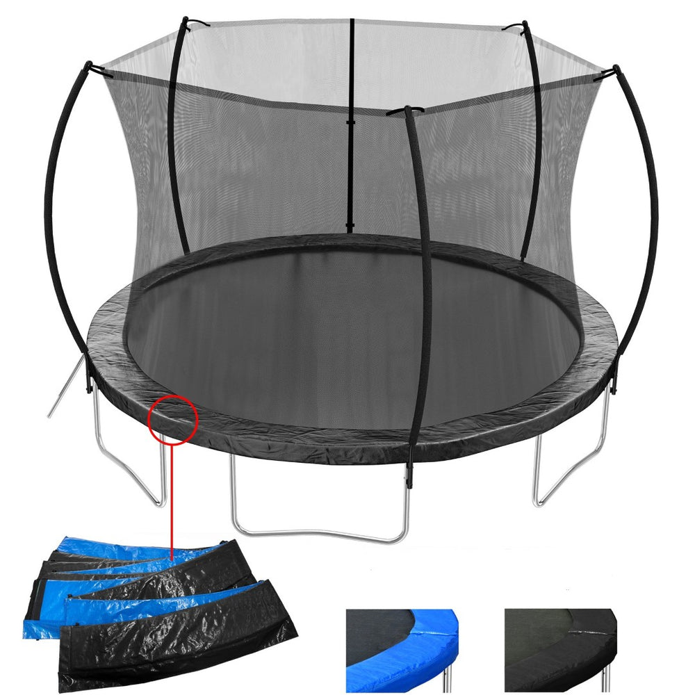 English Elm 12ft Trampoline Curved Pole Enclosure Net Galvanized Steel Frame Kids Adults Ladder W285P233603