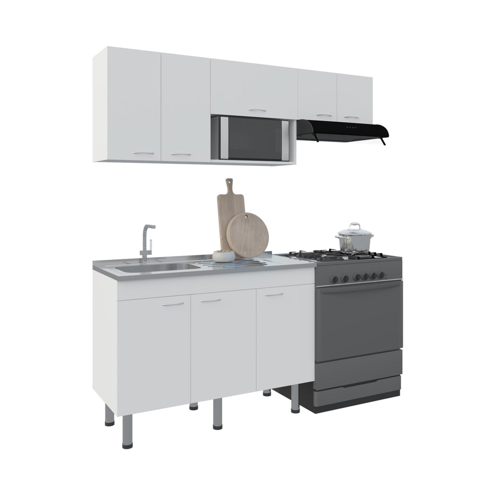 English Elm Myton Engineered Wood Kitchen Set with Stainless Sink, 8 Doors & Shelves, 6 Legs, Eco-Certified B097S00235