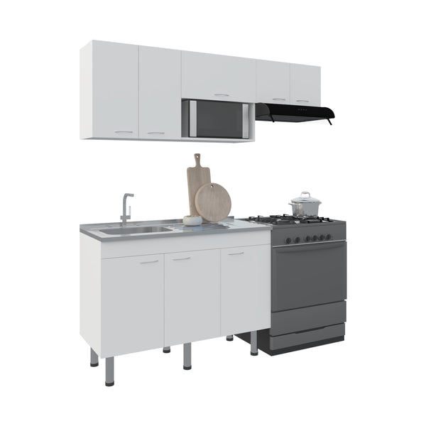 English Elm Myton Engineered Wood Kitchen Set with Stainless Sink, 8 Doors & Shelves, 6 Legs, Eco-Certified B097S00235