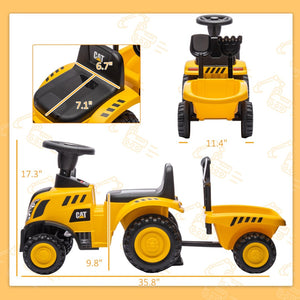 English Elm Qaba Caterpillar Licensed Toddler Excavator Ride on with Shovel Trailer and Horn W2225P249788