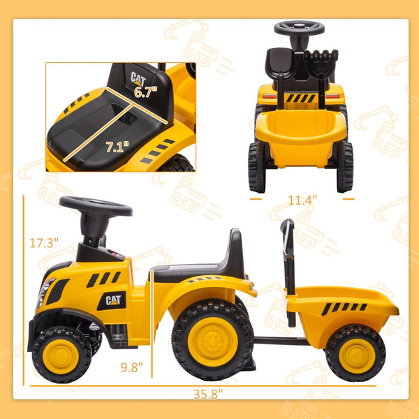 English Elm Qaba Caterpillar Licensed Toddler Excavator Ride on with Shovel Trailer and Horn W2225P249788