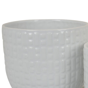 English Elm Leela Ceramic Indoor Planter Set Two White Glazed Pots with Textured Dot Pattern B056P417090