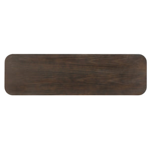 English Elm TREXM Rustic Console Table with Rounded Corners, 3 Concealed Drawers, Sturdy Thick Legs for Hallway Espresso N715P361525P