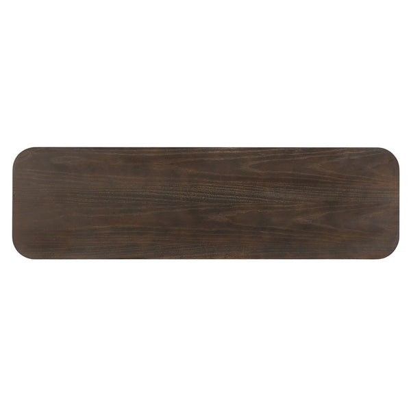 English Elm TREXM Rustic Console Table with Rounded Corners, 3 Concealed Drawers, Sturdy Thick Legs for Hallway Espresso N715P361525P