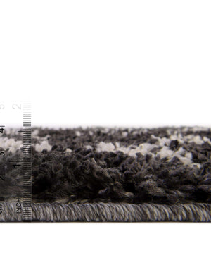 Unique Loom Hygge Shag Trellis Machine Made Trellis Rug Black and White,  5' 3" x 8' 0"