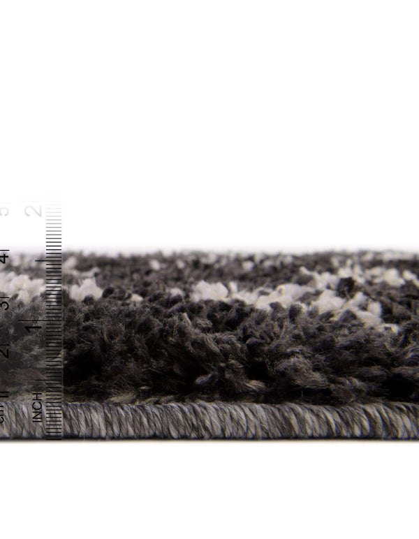 Unique Loom Hygge Shag Trellis Machine Made Trellis Rug Black and White,  5' 3" x 8' 0"