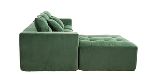 English Elm 101" Modular Cloud Sectional Corduroy Upholstered Sofa Reversible Chaise Living Room Green W1170S00055