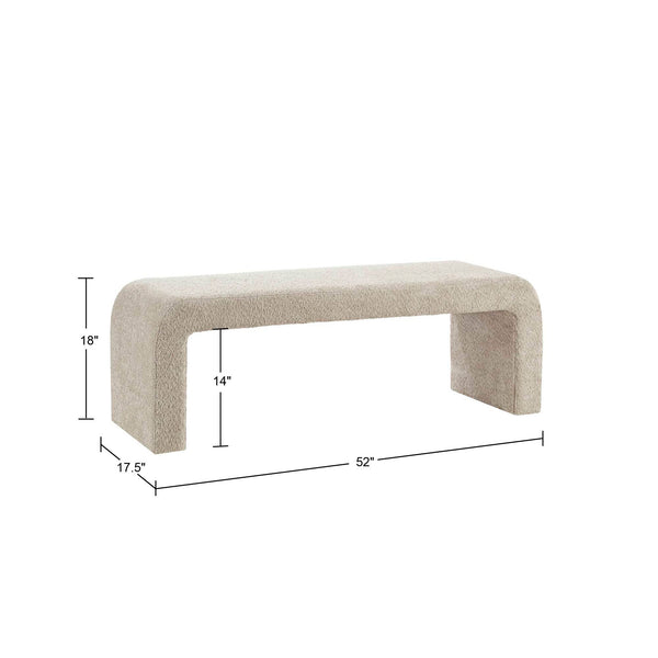 JLA Home INK+IVY - Boucle Modern Waterfall Bench with Textured Bouclé Upholstery, Rounded Corners, Fully Assembled Comfort Beige II105-0567