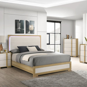 English Elm Lincoln 6-Drawer Dresser - Modern Two-Tone Design With Natural Wood Trim For Stylish Bedroom Storage B062P378411