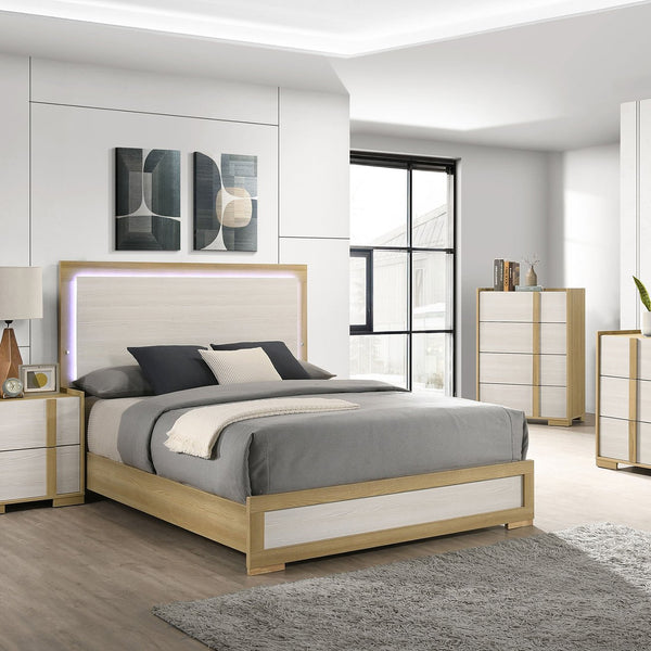 English Elm Lincoln 6-Drawer Dresser - Modern Two-Tone Design With Natural Wood Trim For Stylish Bedroom Storage B062P378411