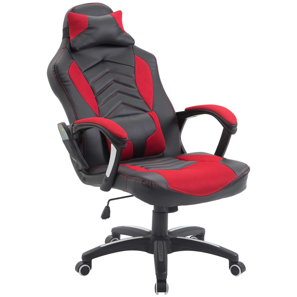 English Elm Homcom Racing Style Gaming Chair With 6-Point Massage, Heated Support, Adjustable Height & Recline W2225P217485