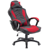 English Elm Homcom 6 Vibrating Point Massage Computer Gaming Chair 5 Modes, Racing Style Heated Desk Chair Swivel Rolling Chair With Headrest, Red / Black