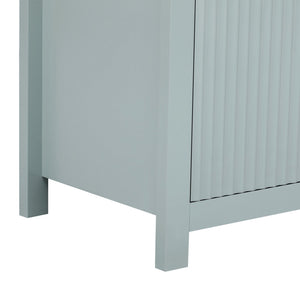 English Elm Modern Wave-Pattern Sideboard Cabinet with 2 Drawers 4 Doors 3 Adjustable Shelves Aluminum Handles Stylish Storage for Entryway and Living Room Cyan N711P269068C