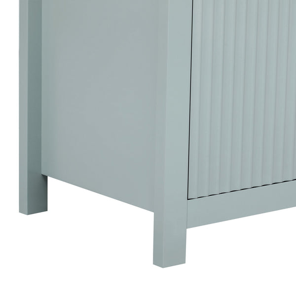 English Elm Modern Wave-Pattern Sideboard Cabinet with 2 Drawers 4 Doors 3 Adjustable Shelves Aluminum Handles Stylish Storage for Entryway and Living Room Cyan N711P269068C