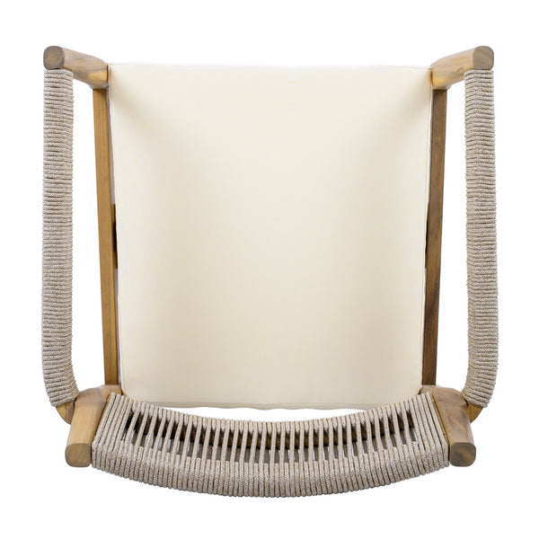 English Elm Christopher Knight Home® - Braided Acacia Wood Outdoor Dining Chairs Set Of 6 – Stylish Teak Finish, Cream Cushions & Comfort! N770P286668C006