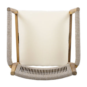 English Elm Christopher Knight Home® - Braided Acacia Wood Outdoor Dining Chairs Set Of 4 – Stylish Teak Finish, Cream Cushions & Armrests N770P286668C004