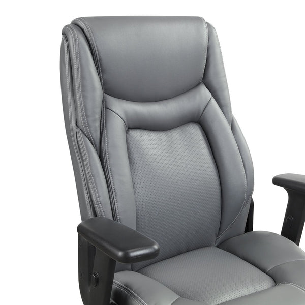 OSP Home Furnishings Exec High Back Bonded Leather Office Chair with Lumbar Support and Pneumatic Lift Grey EC93580-EC42