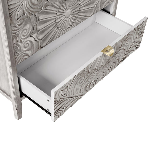 English Elm 3 Drawer Cabinet with Smooth Slide Drawers, Gold Pattern Handles & Anti-Dumping Safety, 37.01"L x 18.71"W x 10.44"H W688P143785