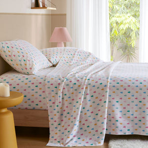 JLA Home Intelligent Design - 100% Cotton Flannel Sheet Set – Ultra-Soft 135gsm Pigment Print for Warmth, Breathable Comfort & Lasting Color Tree Block ID20-2504