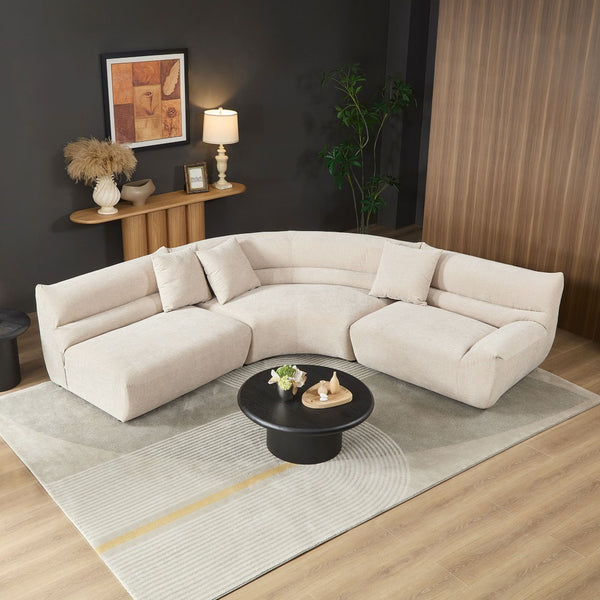 English Elm Modular Cloud Sectional Three Piece Curved Sofa with Polyester Upholstery for Living Room W2582S00202