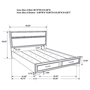 English Elm Corbin 5-Piece Queen Bedroom Set With Elegant White Finish, Rhinestone Handles & Built-In Storage B062S00924